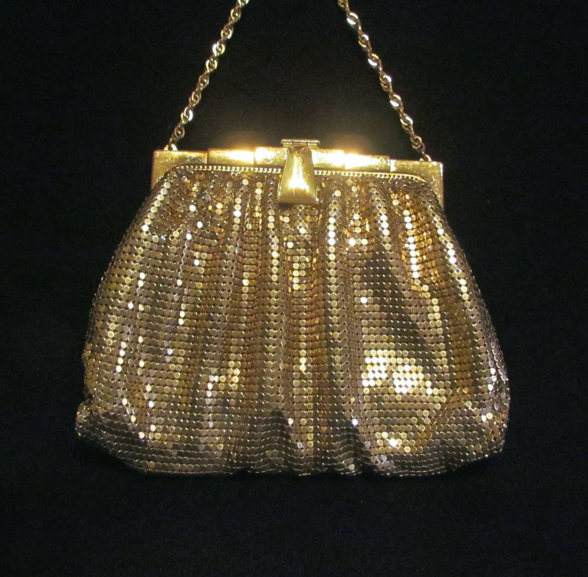 1930s Whiting Davis Gold Mesh Purse Art Deco Purse Vintage Wedding Bridal Formal Evening Bag