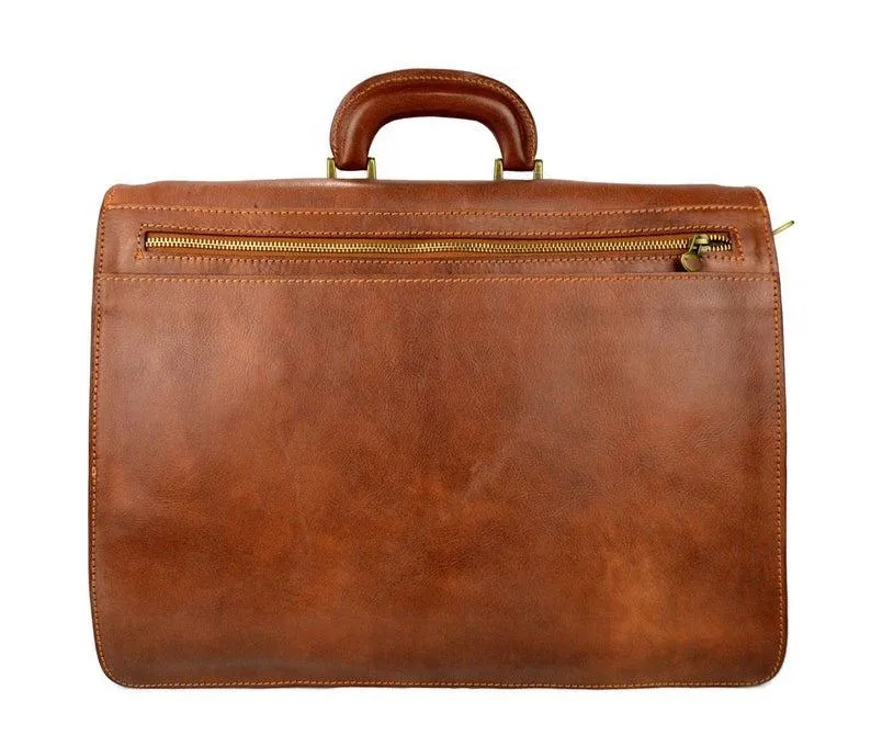 32nd Degree Scottish Rite Briefcase - Genuine Brown Leather