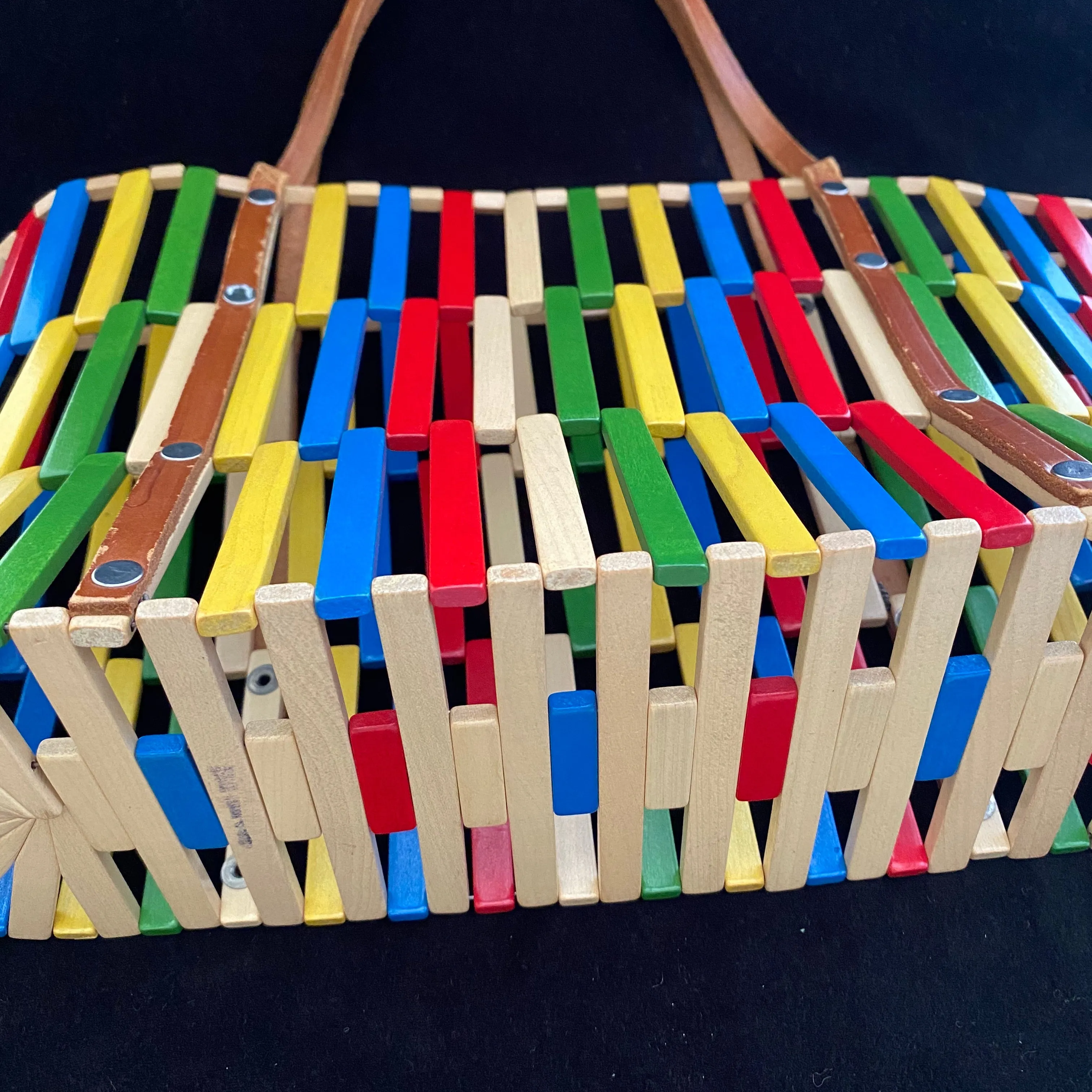 60s/70s Colored Wooden Tote