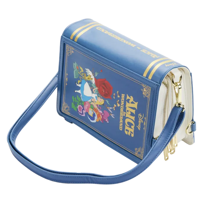 6" Disney : Alice in Wonderland - Book Convertible Faux Leather Crossbody Backpack Bag Loungefly