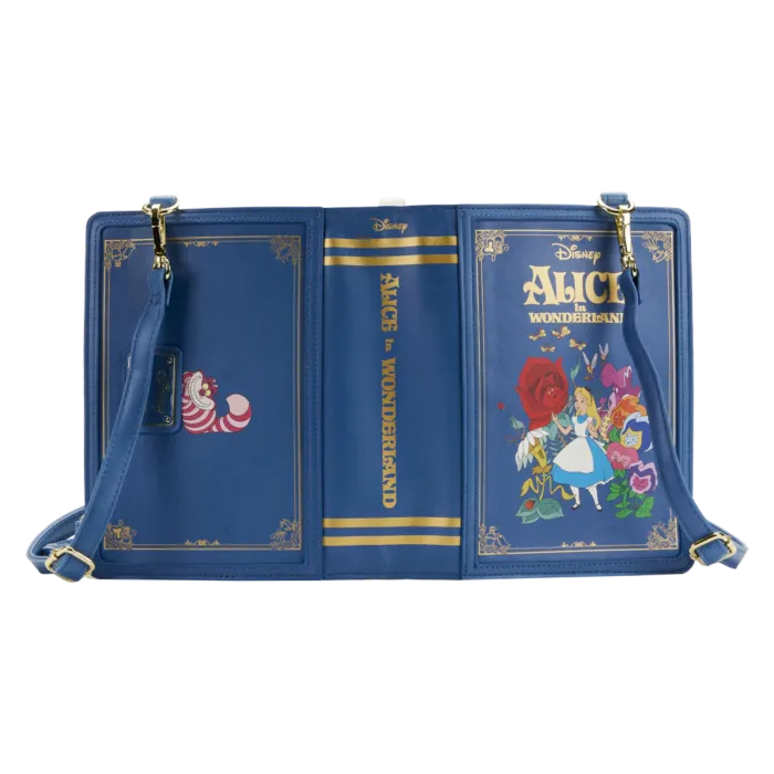 6" Disney : Alice in Wonderland - Book Convertible Faux Leather Crossbody Backpack Bag Loungefly