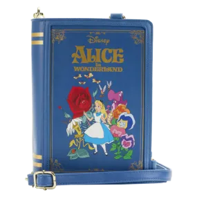 6" Disney : Alice in Wonderland - Book Convertible Faux Leather Crossbody Backpack Bag Loungefly