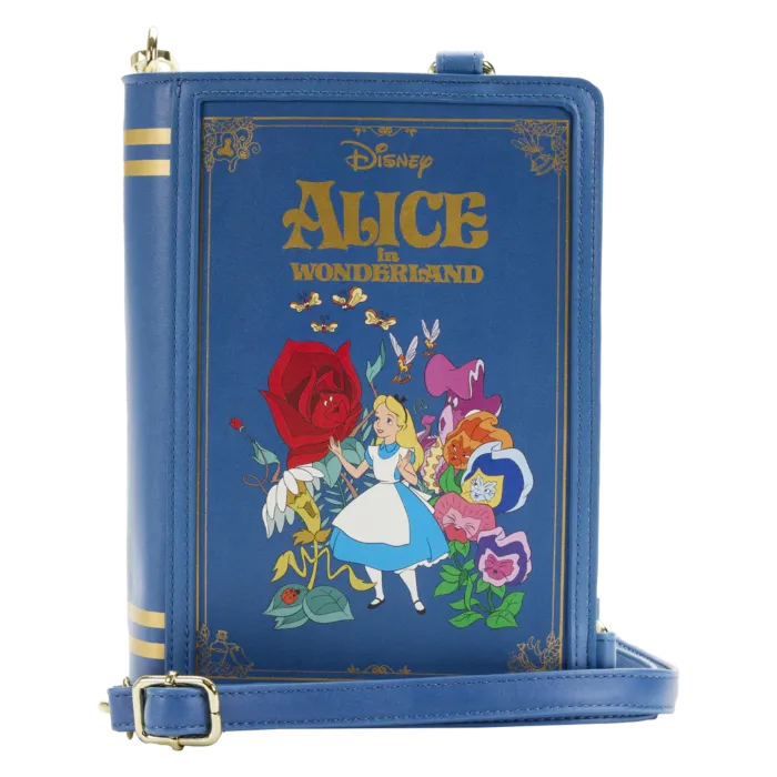 6" Disney : Alice in Wonderland - Book Convertible Faux Leather Crossbody Backpack Bag Loungefly