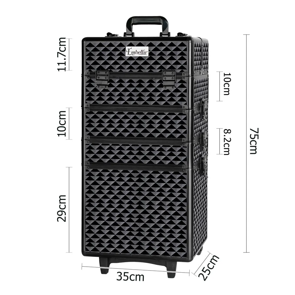 7 in 1 Portable Makeup Trolley Diamond Black - Embellir