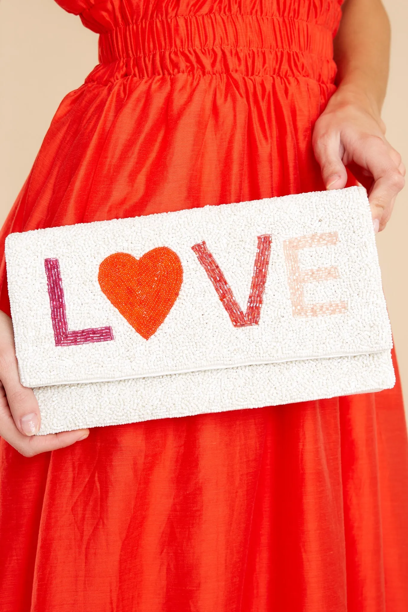 All You Need White Multi Beaded Clutch