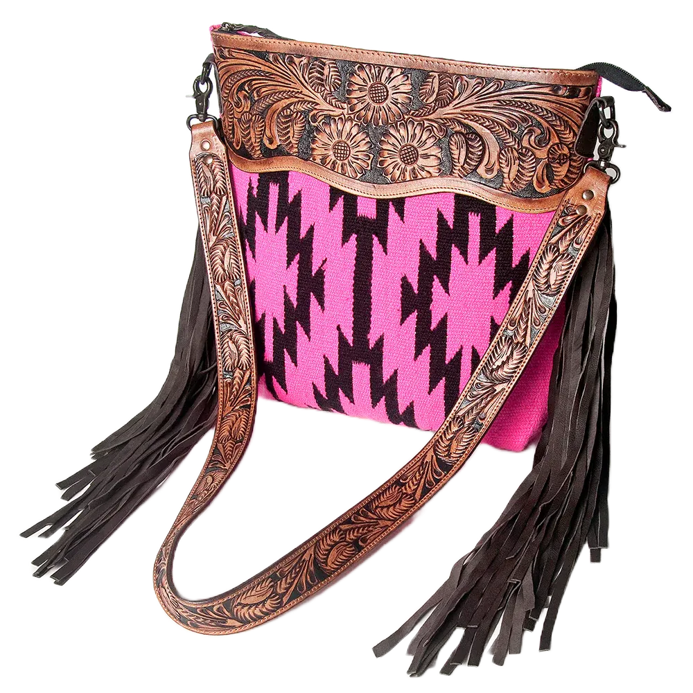 American Darling® Floral Embossed Pink Blanket Weave Bag ADBGZ230A