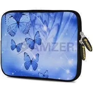 Amzer 10.5 Inch Neoprene Notebook Tablet/iPad Sleeve - Blue Sparkling Butterfly