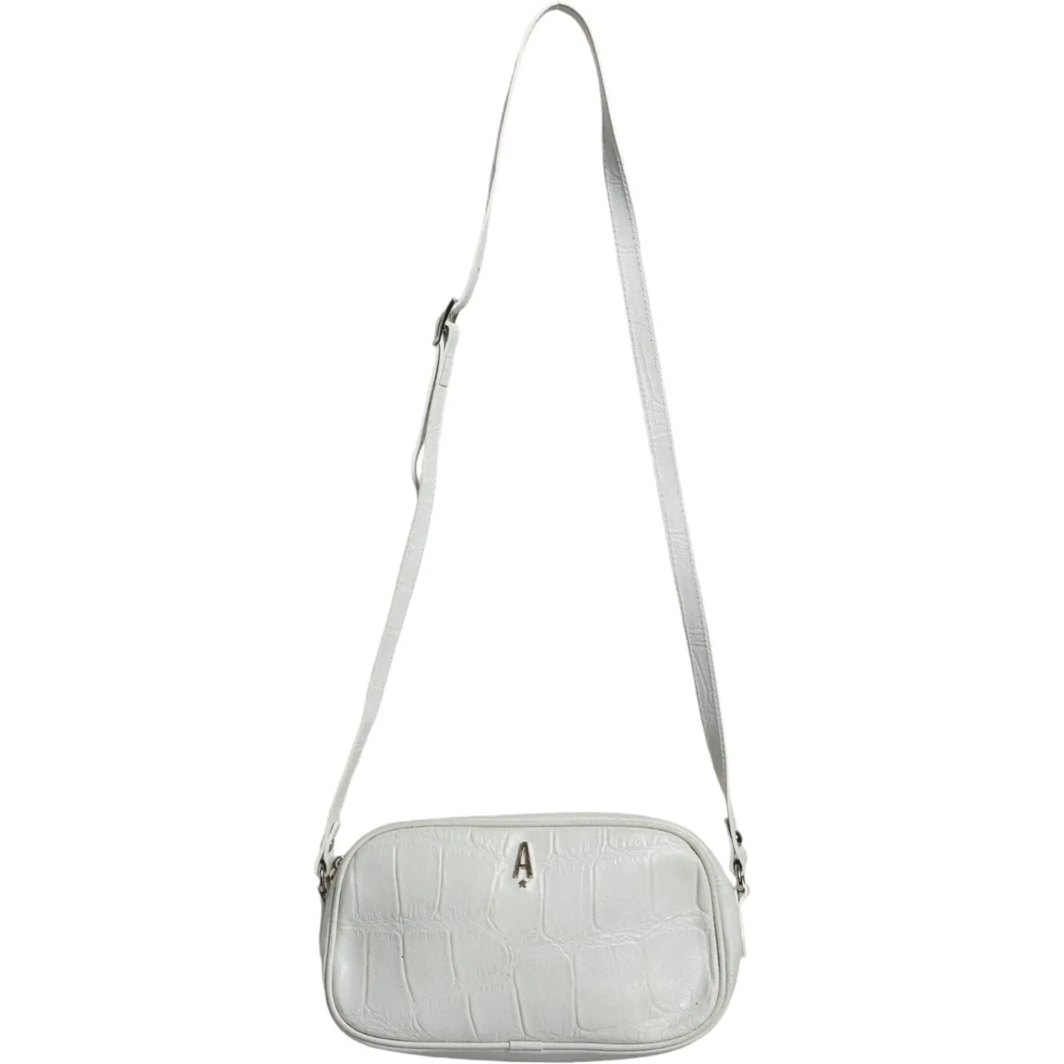 Aniye By White Croc Print Leather Crossbody Sling Bag