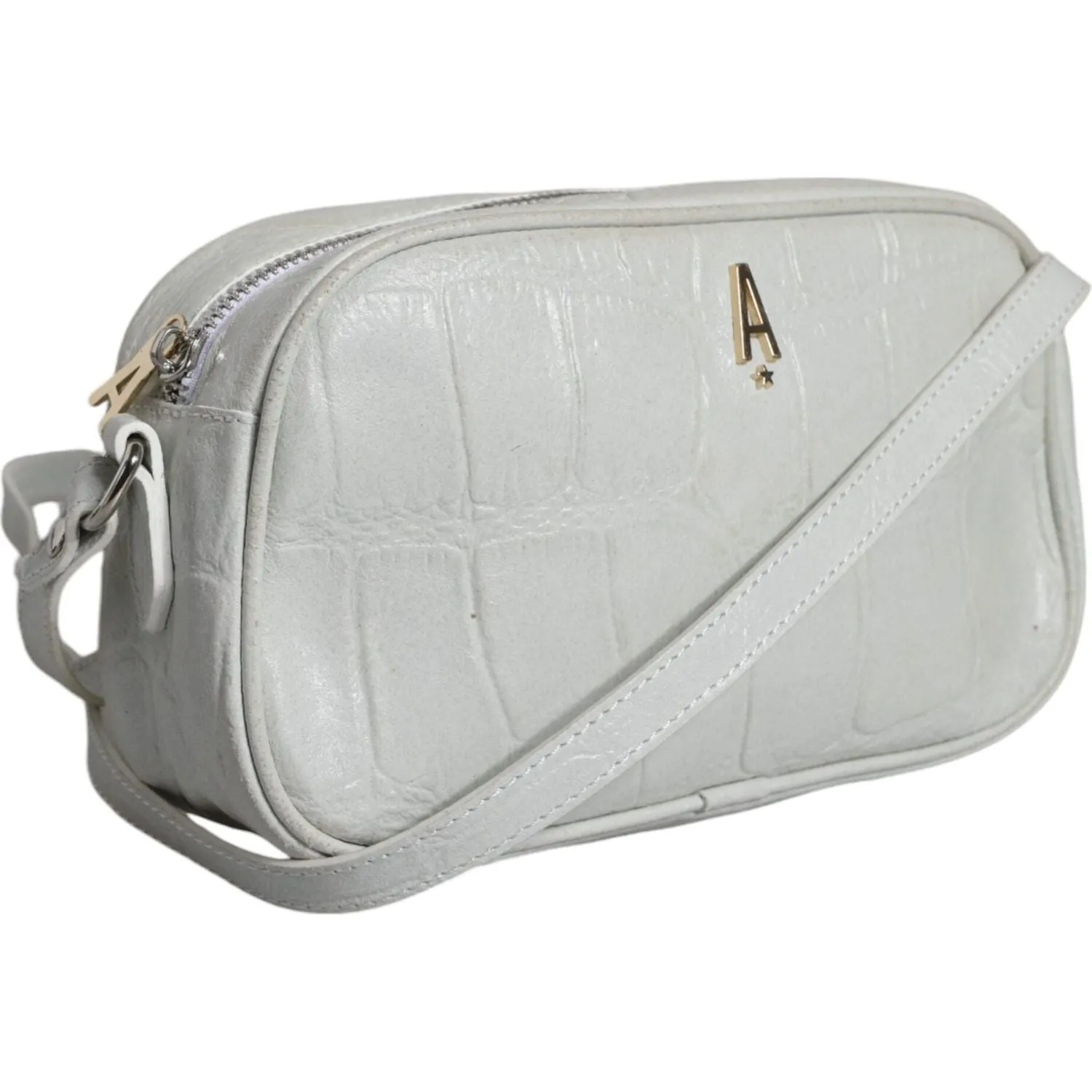 Aniye By White Croc Print Leather Crossbody Sling Bag