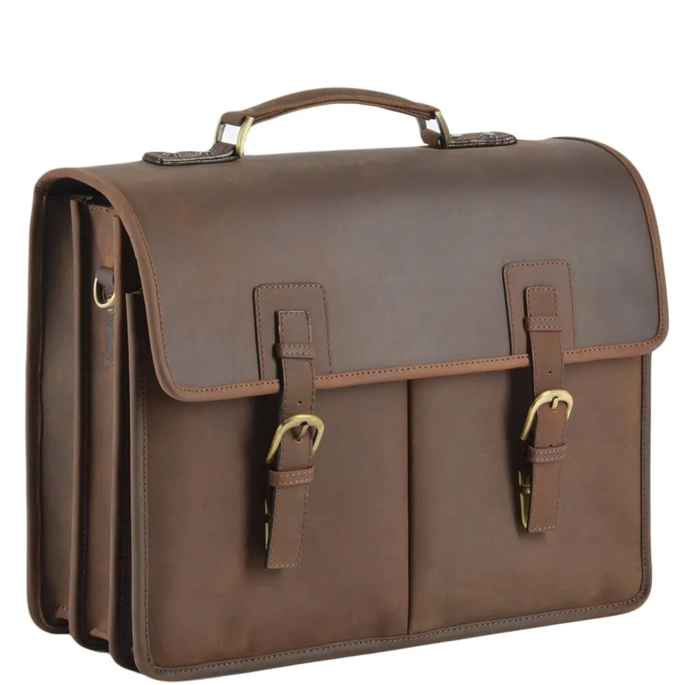 Ashwood Hammersmith Mens Triple Gusset Heavy Duty Leather Briefcase