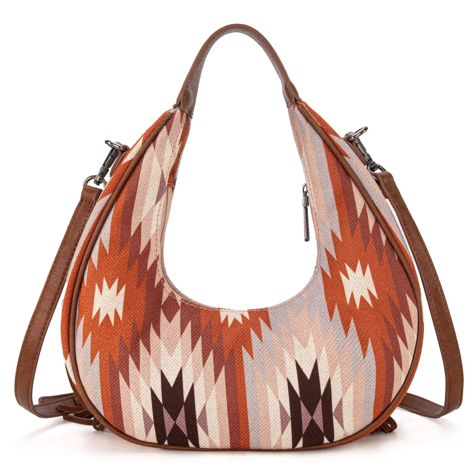 Aztec Fringe Hobo - Brown