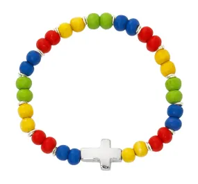 BABY MULTI COLORED WOOD STRETCH BRACELET-BR1007C