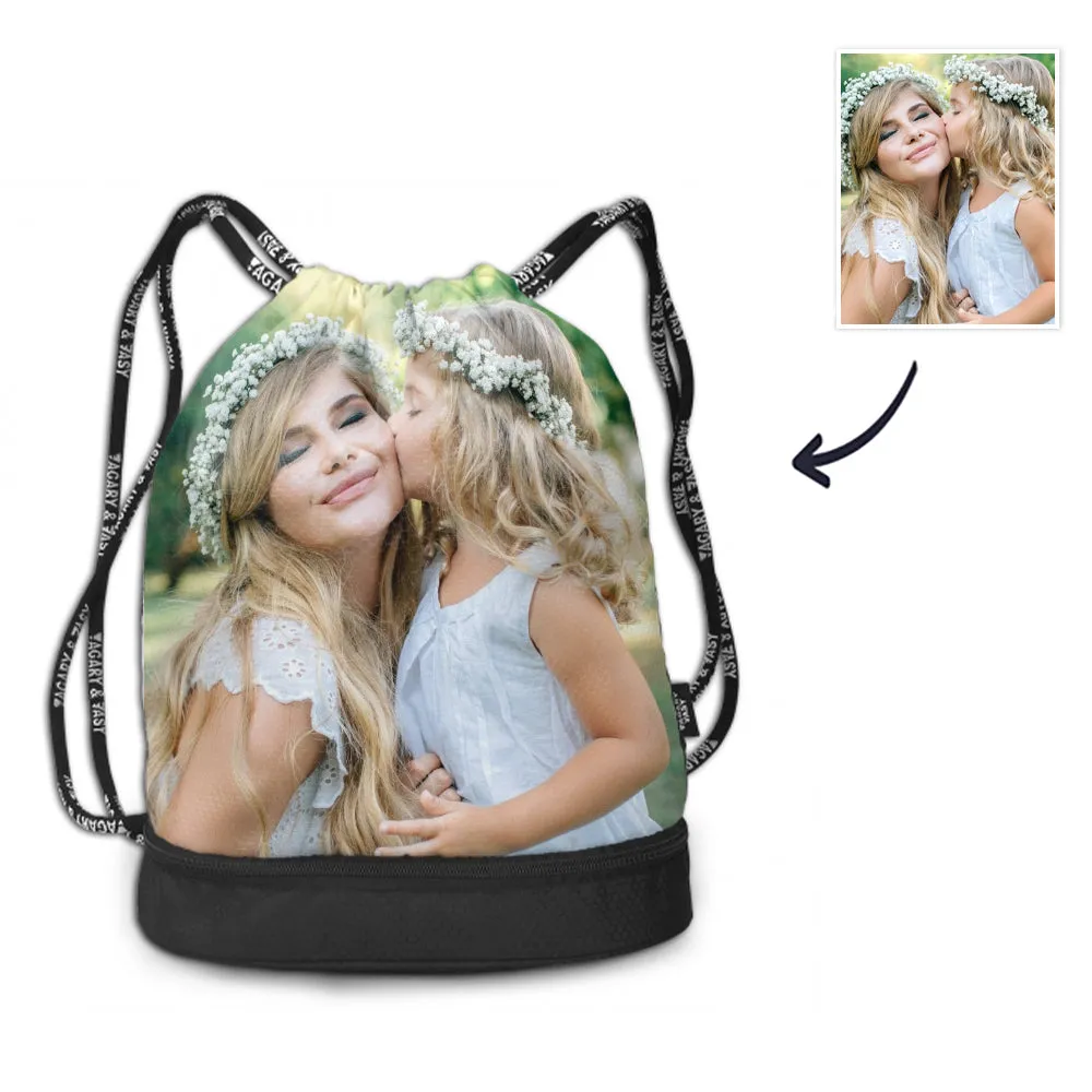 Back to School Gifts Bundle Photo Backpack- Custom Photo On Drawstring Sportpack