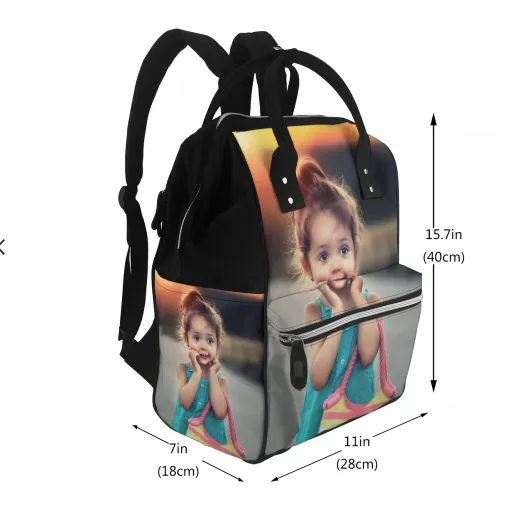 Back to School Gifts Personalized Photo Mommy Backpack Custom Diaper Bag Multi-pocket Bag