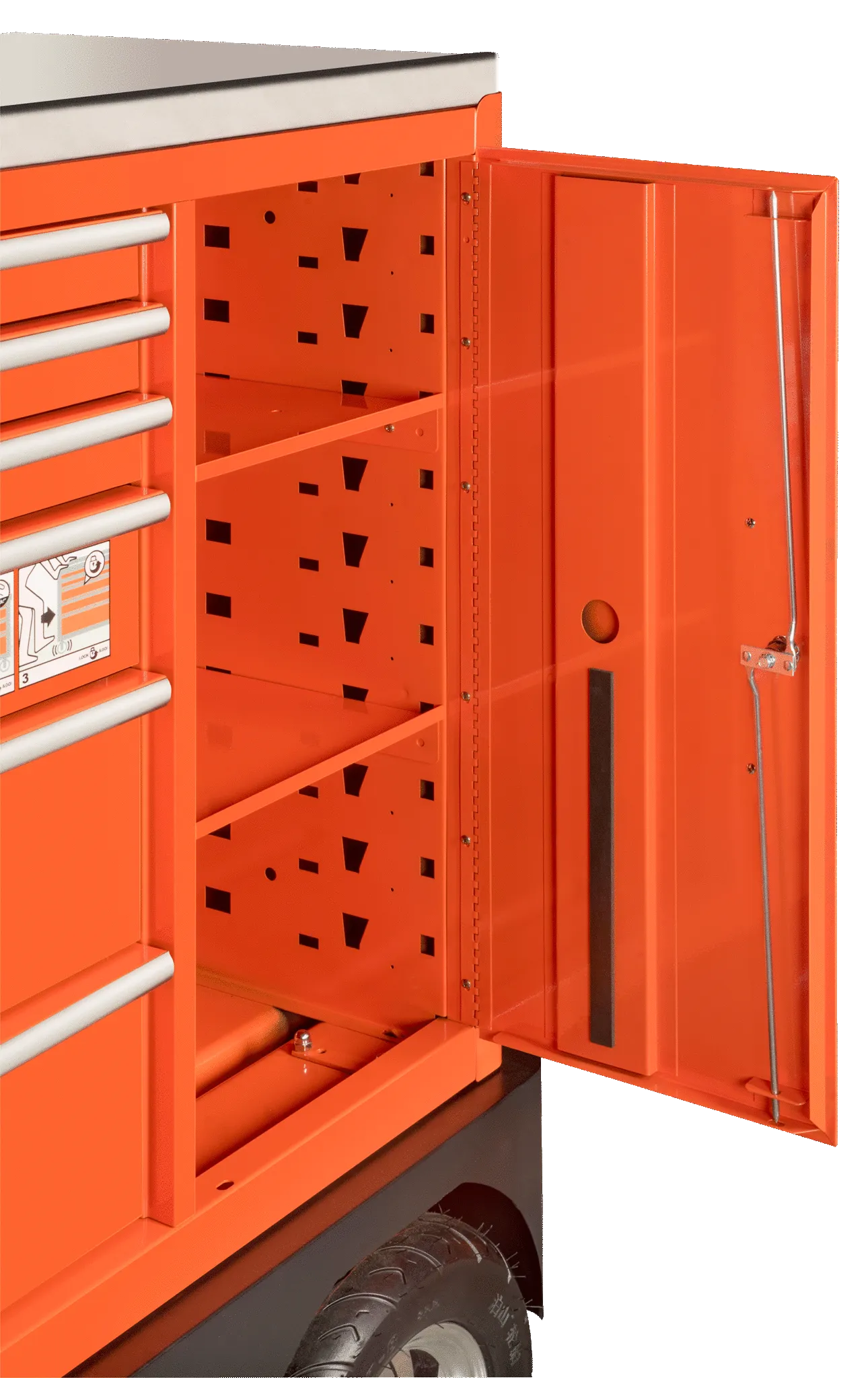 Bahco 1475KXXL8CWTSS C75 XL 8 Drawer 53" Orange  53" Special Tool Trolley with 8 Drawers and Side Cabinet