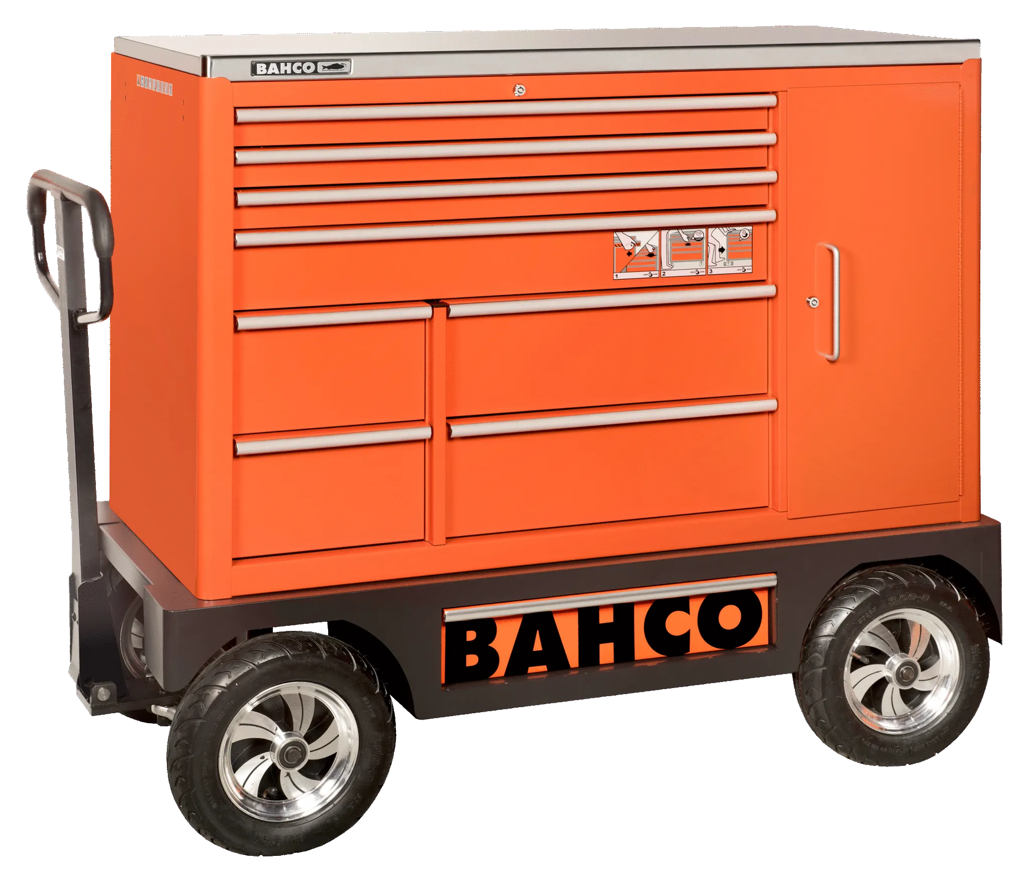 Bahco 1475KXXL8CWTSS C75 XL 8 Drawer 53" Orange  53" Special Tool Trolley with 8 Drawers and Side Cabinet