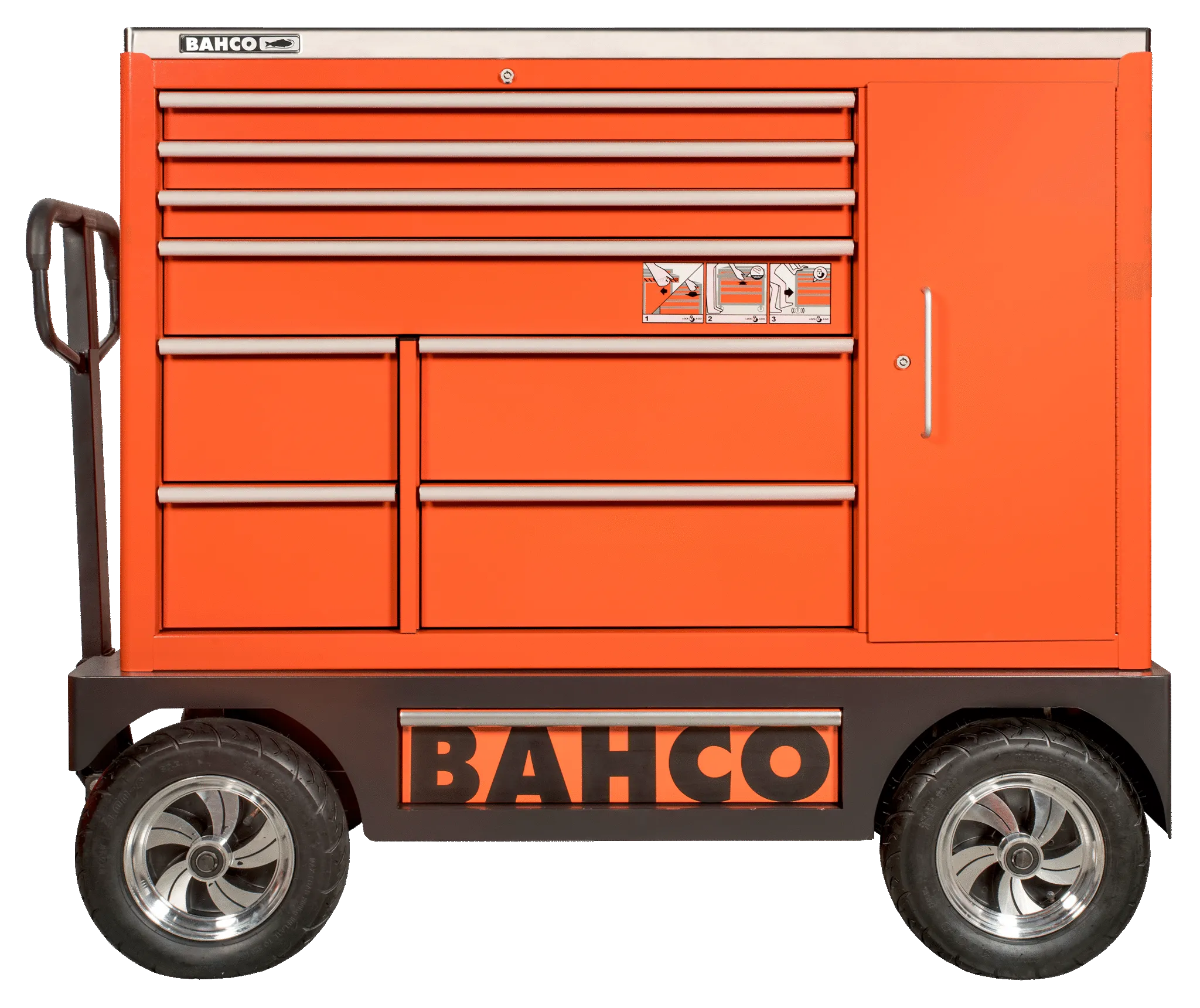 Bahco 1475KXXL8CWTSS C75 XL 8 Drawer 53" Orange  53" Special Tool Trolley with 8 Drawers and Side Cabinet