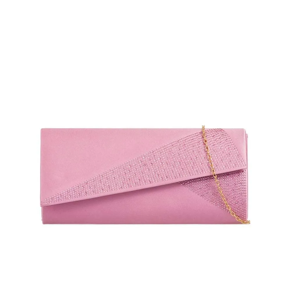 BAHIRA Satin Diamante Embellished Evening Clutch Bag