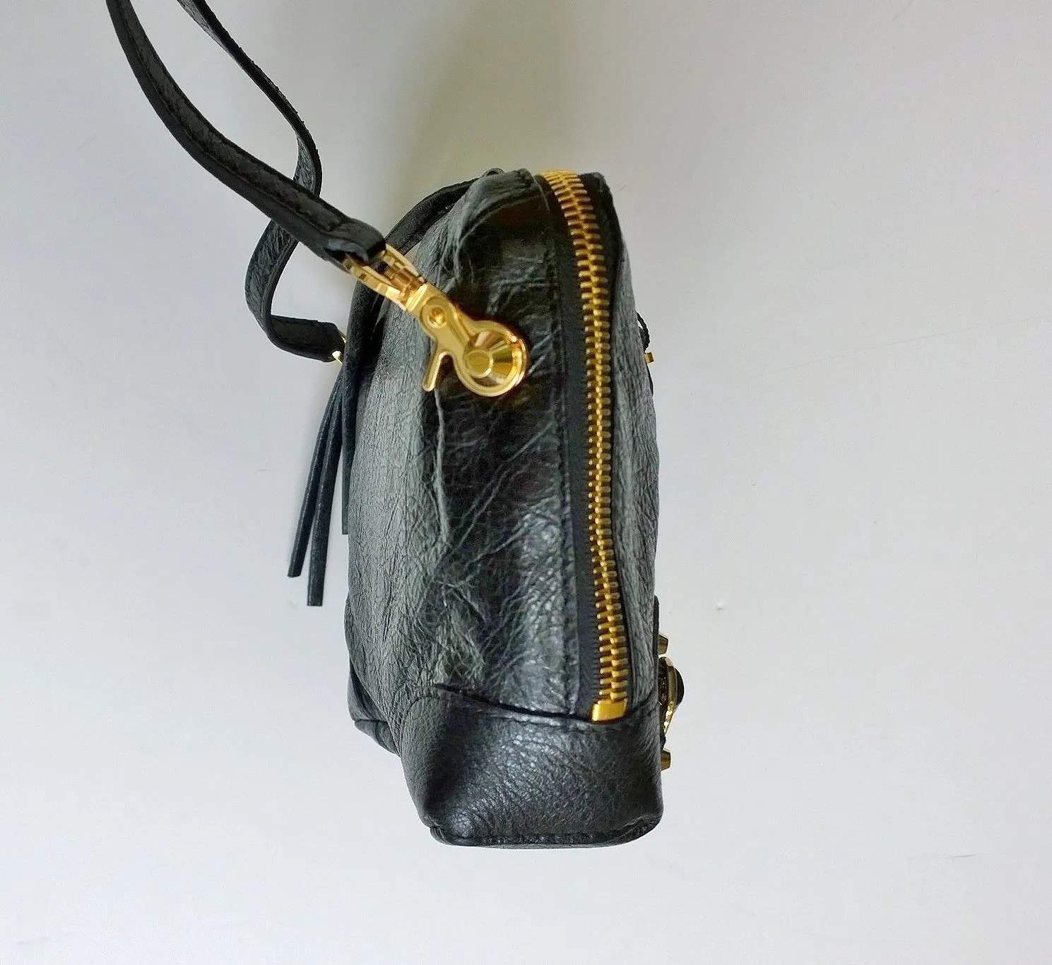 Balenciaga City Reporter Crossbody Chain Bag in Black Leather New