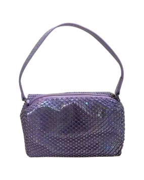 Bari Lynn Crystal Net Handbag - Lavender