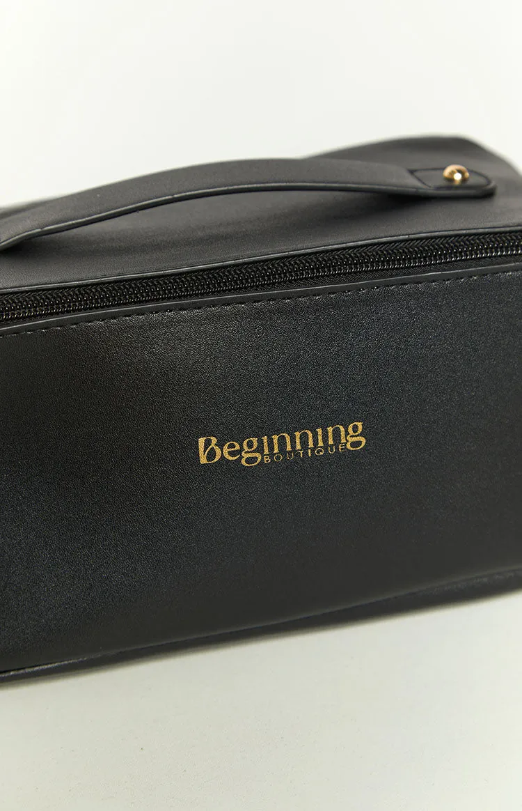 Beginning Boutique Black Zipper Cosmetic Bag