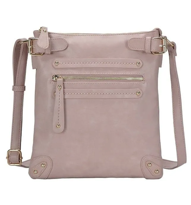 BGT45271 Three Compartment Buckles & Zipper Crossbody