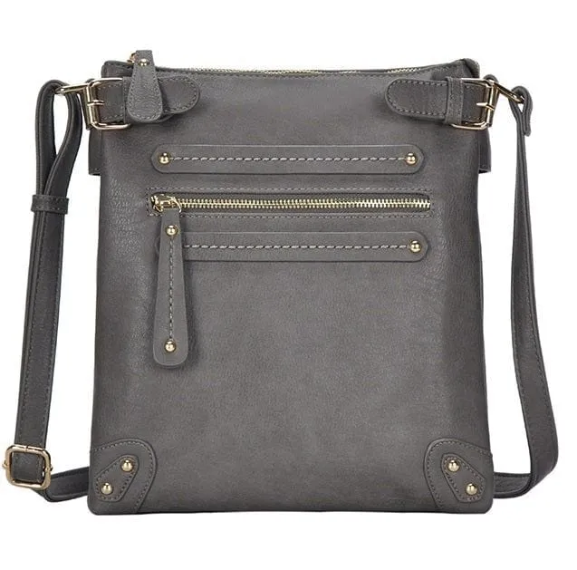 BGT45271 Three Compartment Buckles & Zipper Crossbody