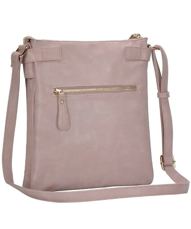 BGT45271 Three Compartment Buckles & Zipper Crossbody