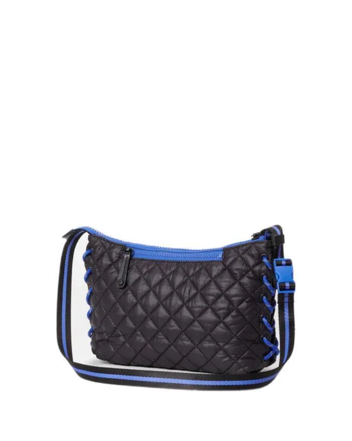 Black and Cobalt Small Lace Up Crossbody Bag