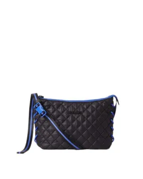 Black and Cobalt Small Lace Up Crossbody Bag