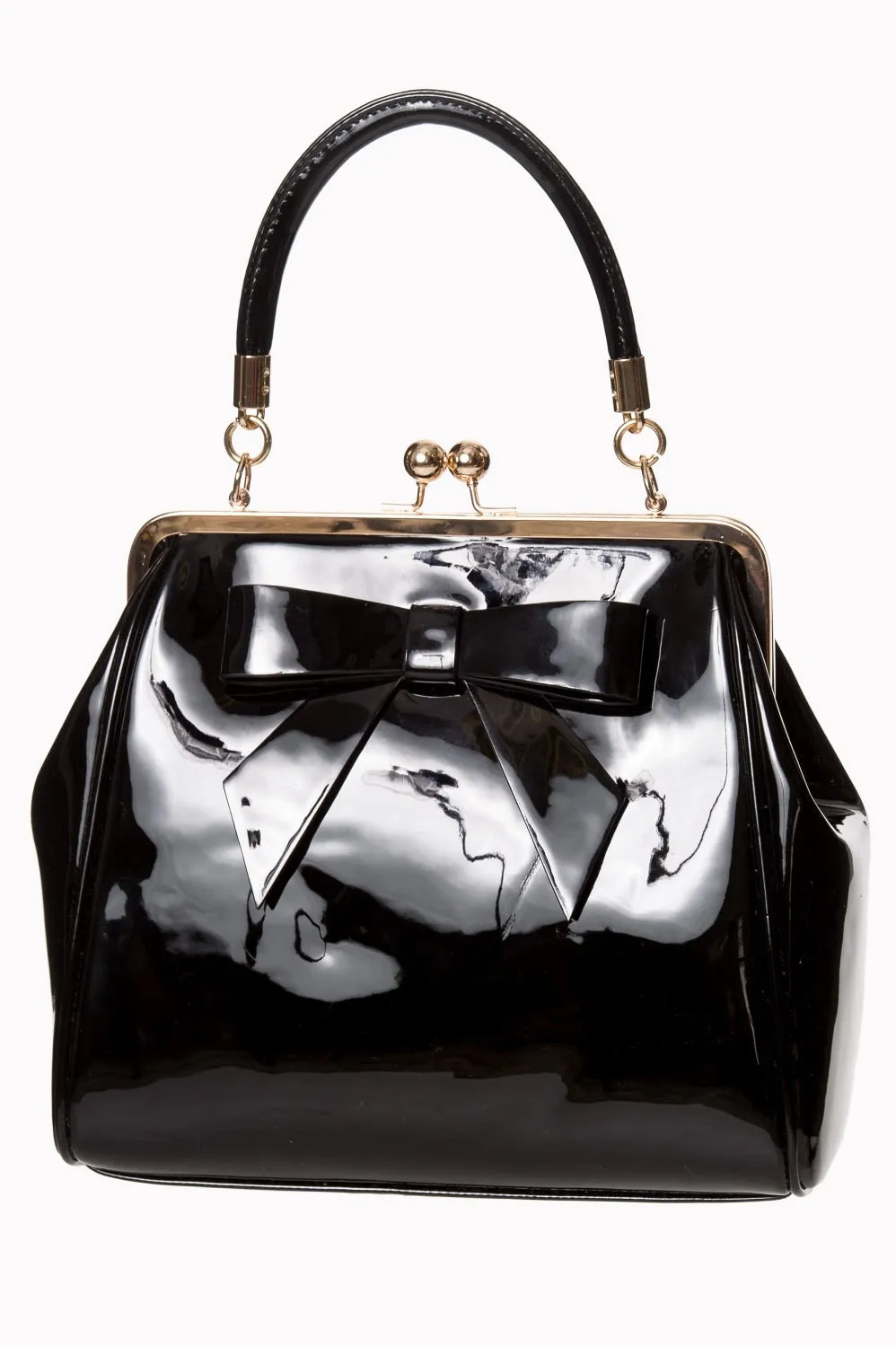 Black Classic Retro Bow Kisslock Handbag