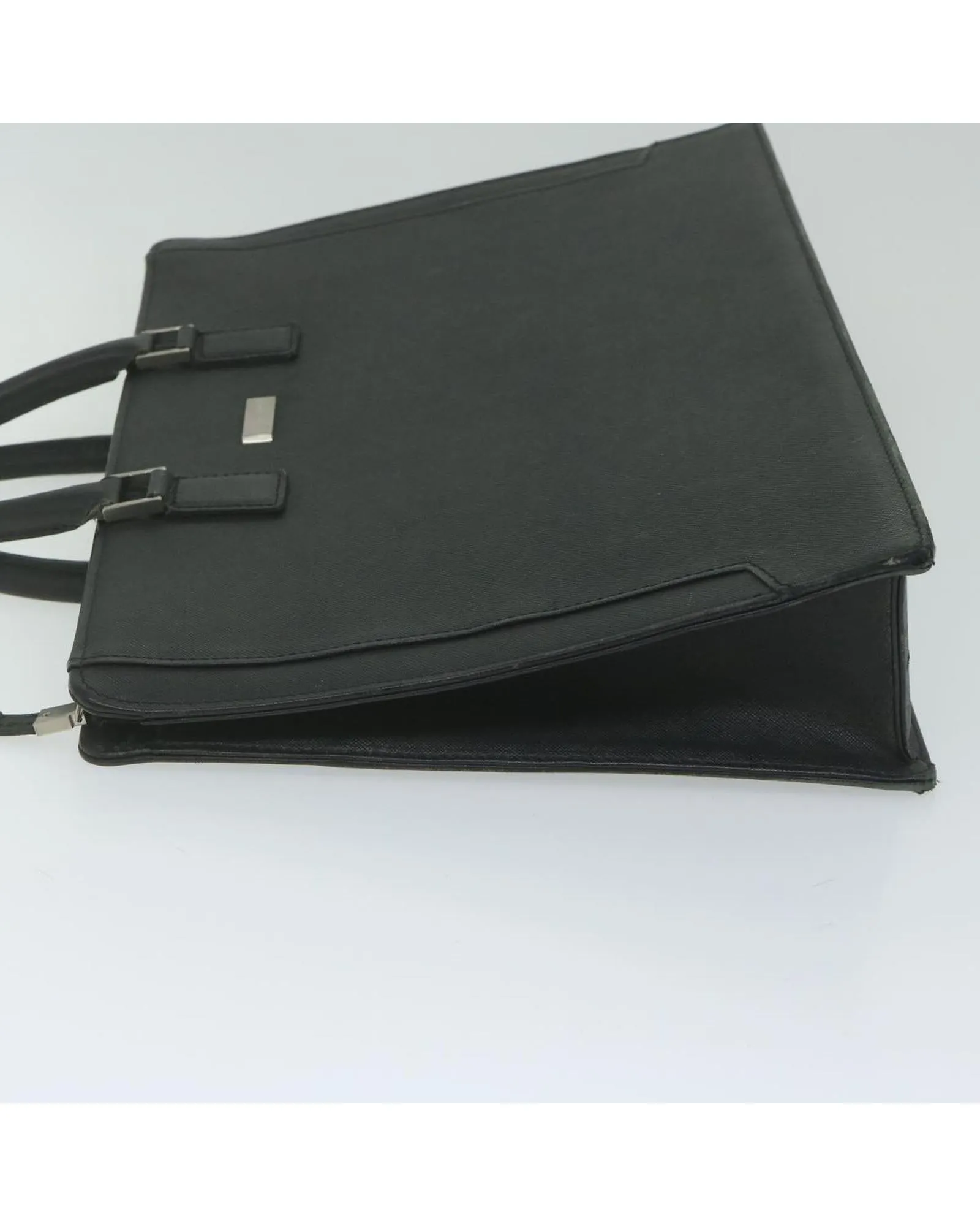 Black Leather Briefcase with Multiple Compartments