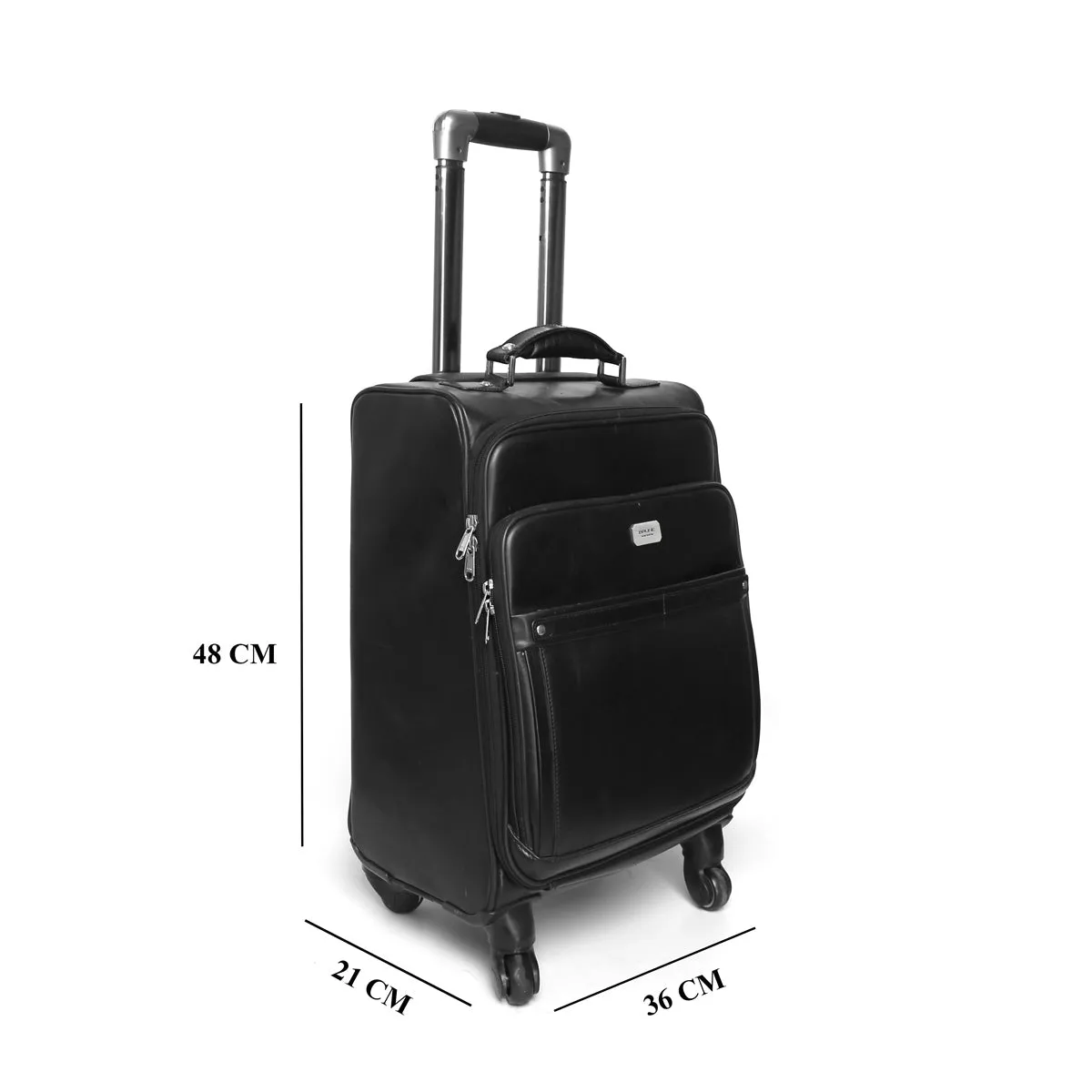 Black Quad Wheel Leather Strolley Travel Bag By Brune & Bareskin