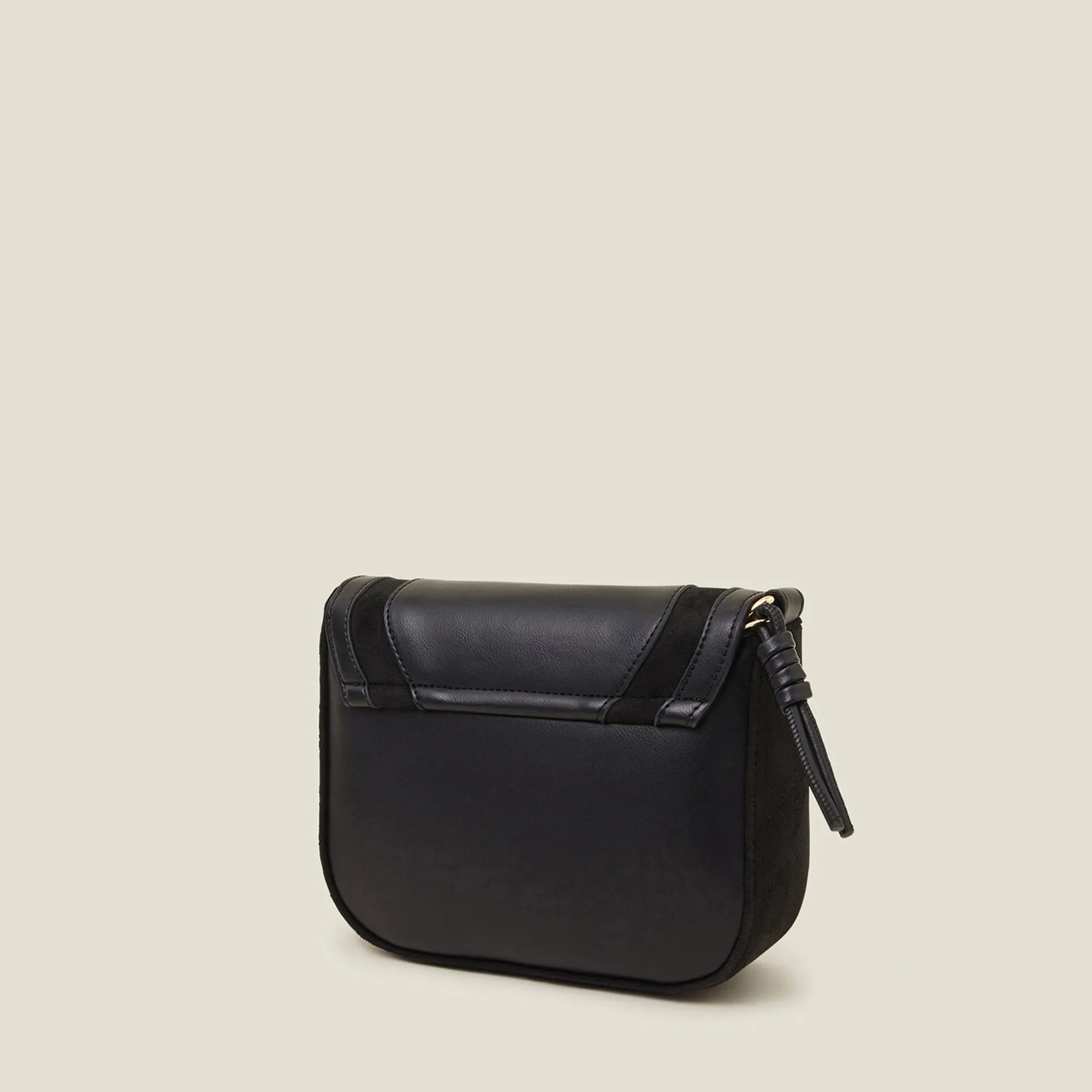 Black Suedette Flap Sling Bag