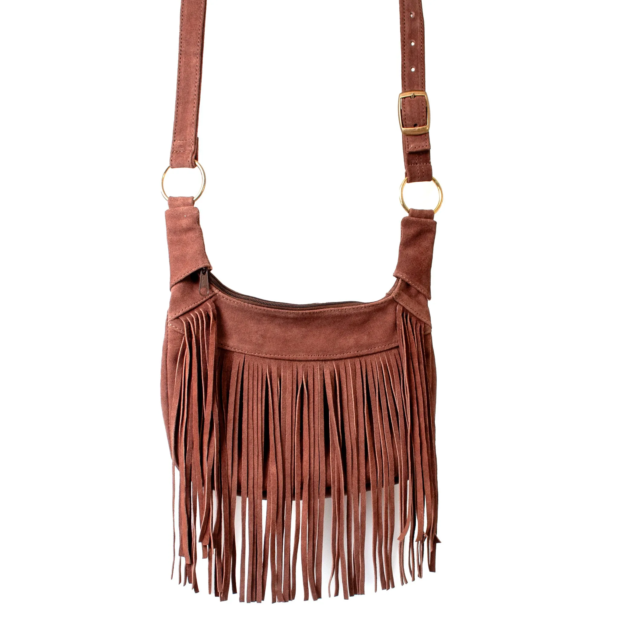 Bohemian Suede Fringe Shoulder Bag