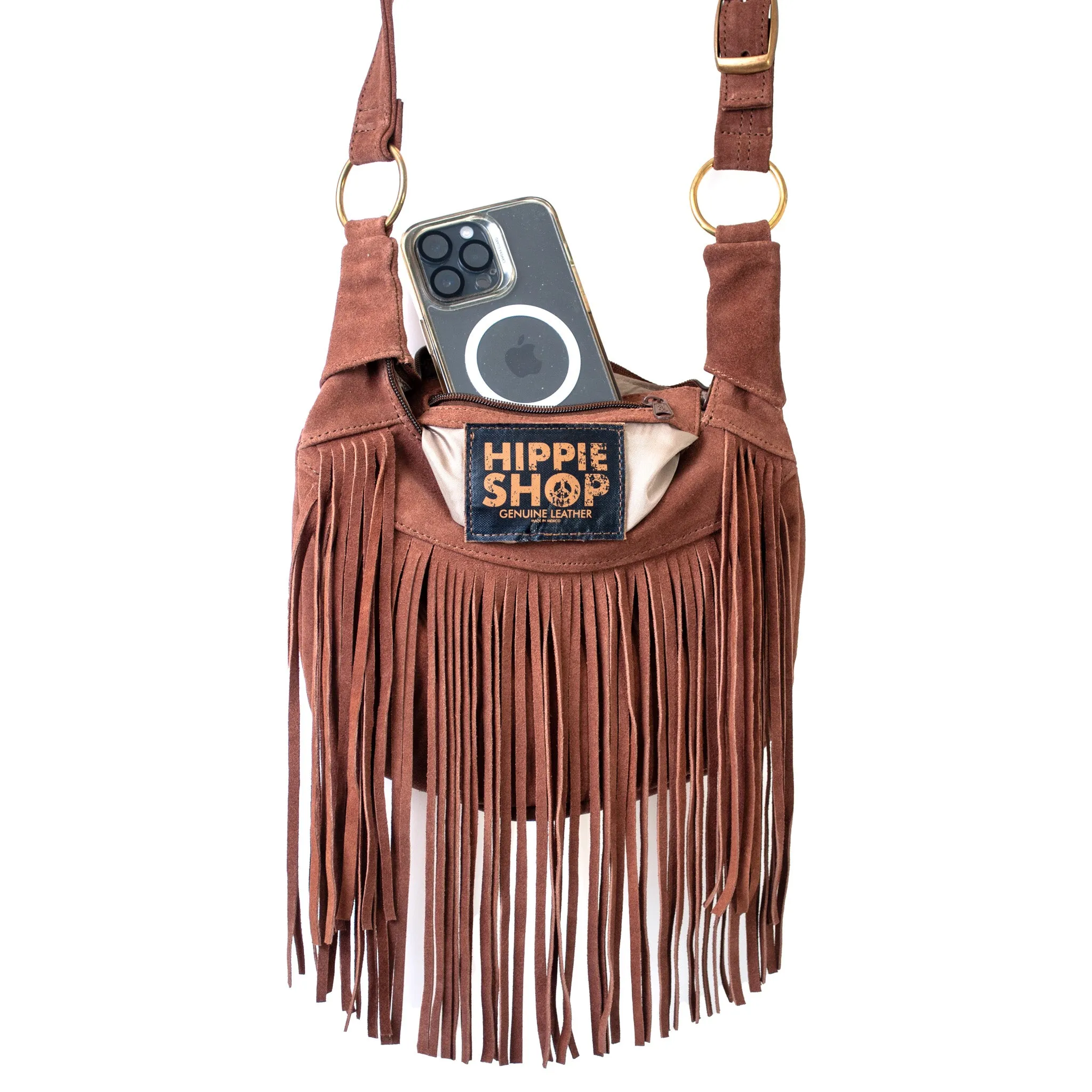 Bohemian Suede Fringe Shoulder Bag