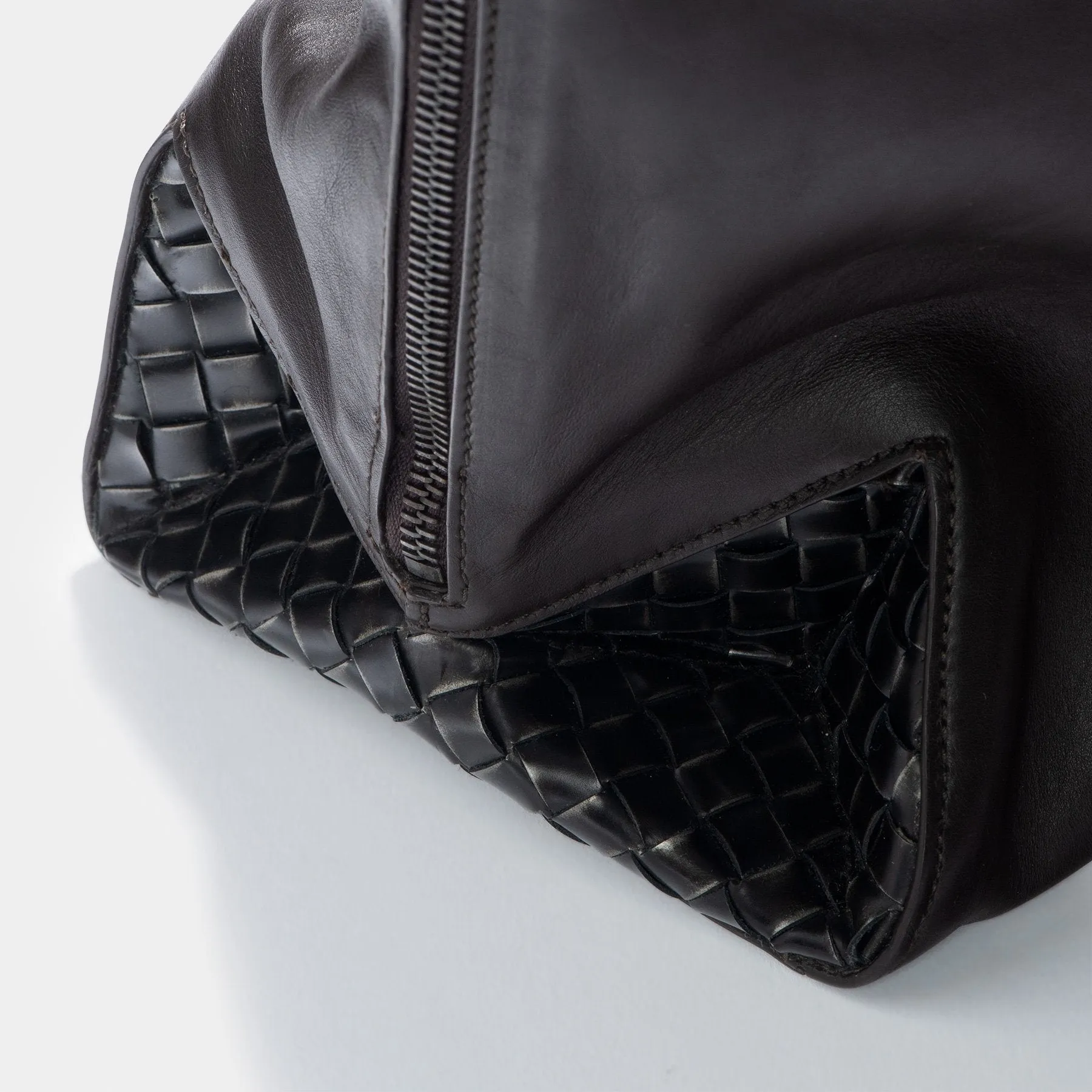 BOTTEGA VENETA BROWN INTRECCIATO BUSINESS BAG