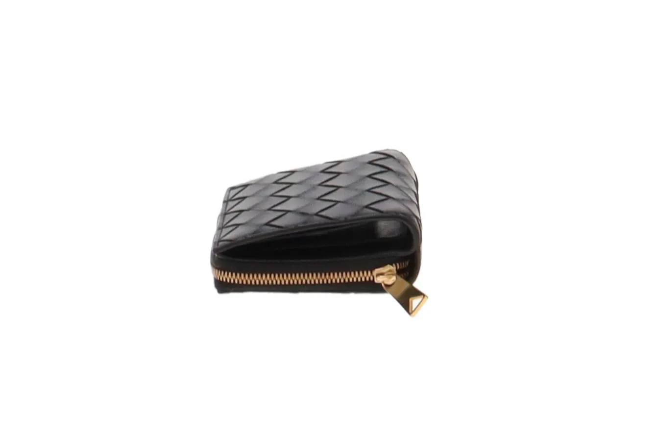 Bottega Veneta Small Intrecciato Compact Wallet Black