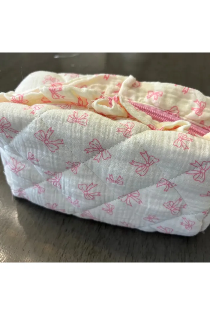 Bow Ruffle Cosmetic Bag