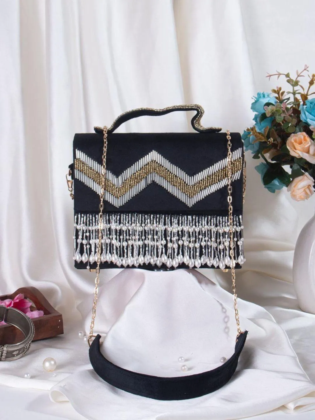 Briefcase Style Embroidered Clutch