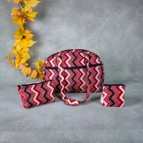 Bristlefront Everyday Tote Combo Maroon with Black Zig Zag Design