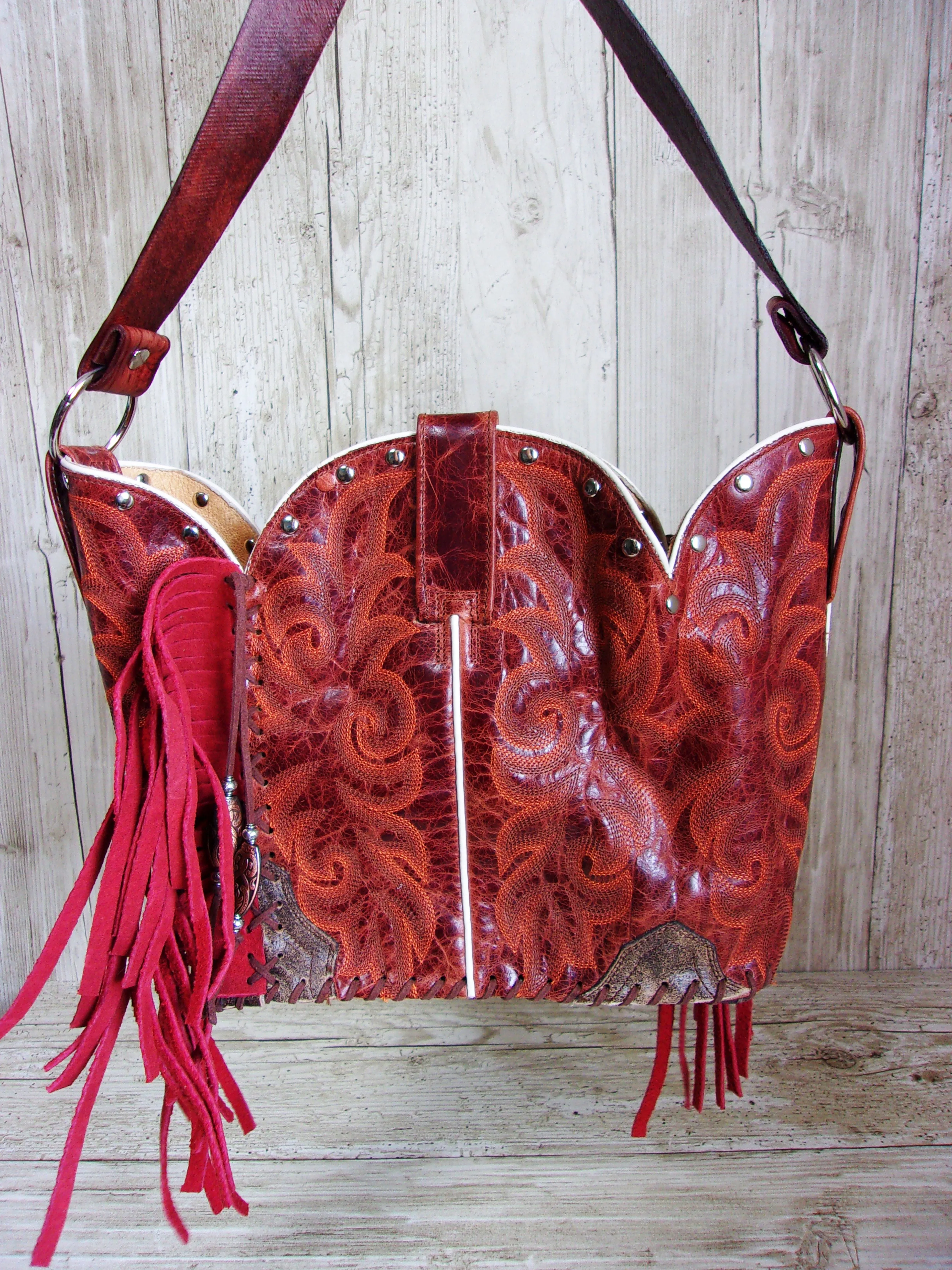 Bucket Bag Cowboy Boot Fringe Purse BK59