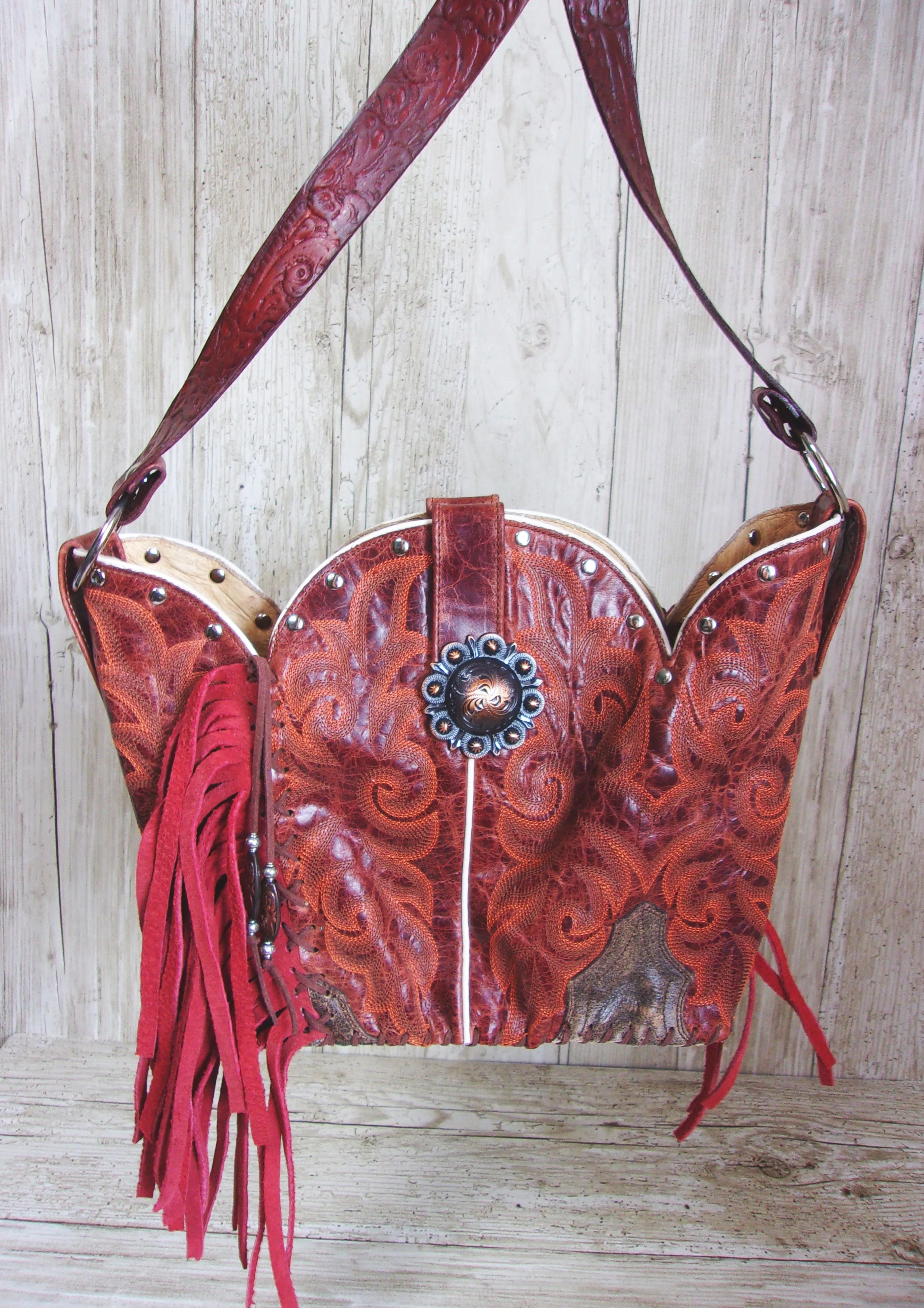 Bucket Bag Cowboy Boot Fringe Purse BK59