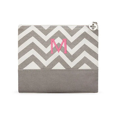 Chevron Cosmetic Bag - Gray