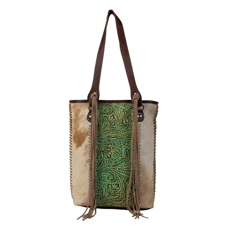 Cheyenne Plains Tooled Leather & Hairon Bag