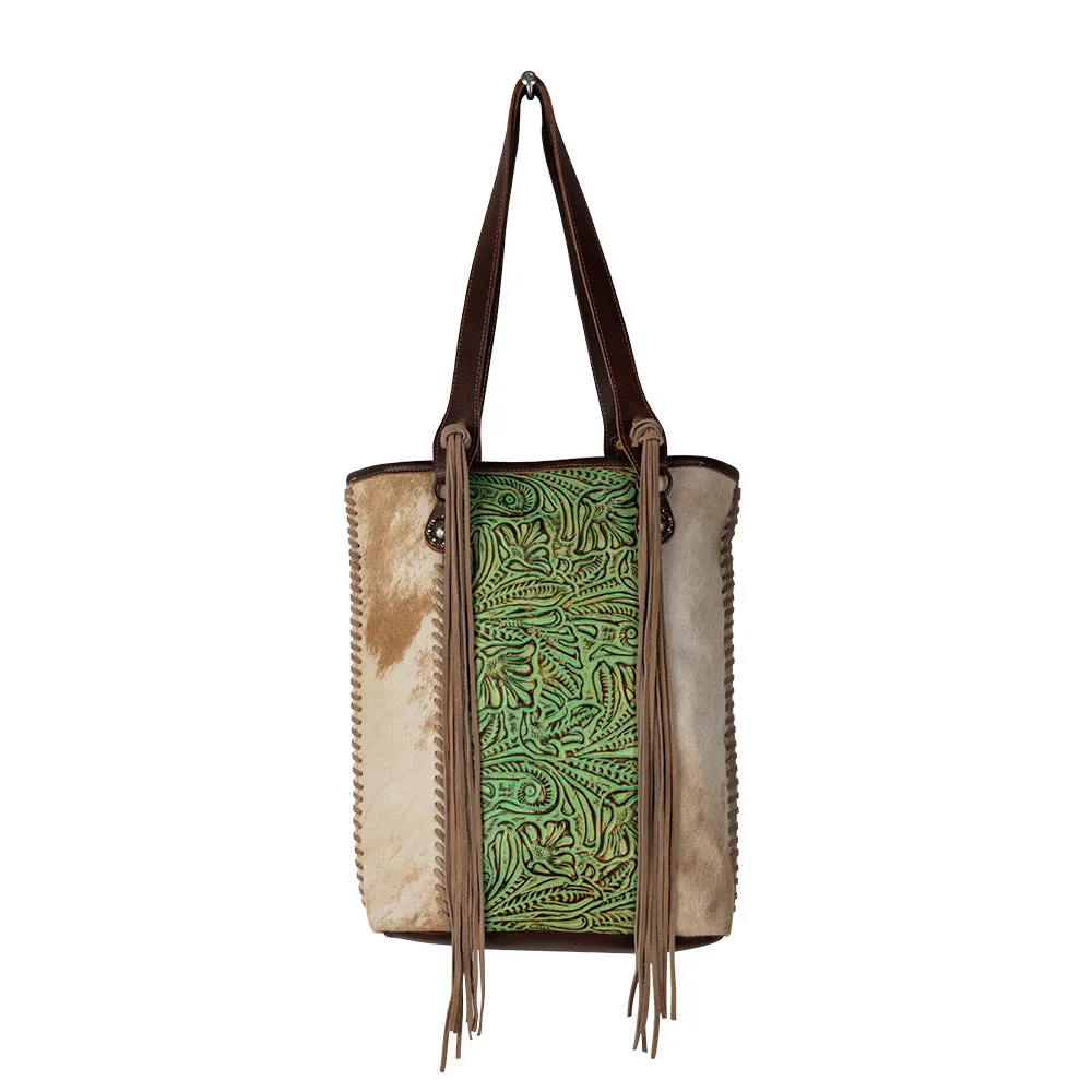 Cheyenne Plains Tooled Leather & Hairon Bag