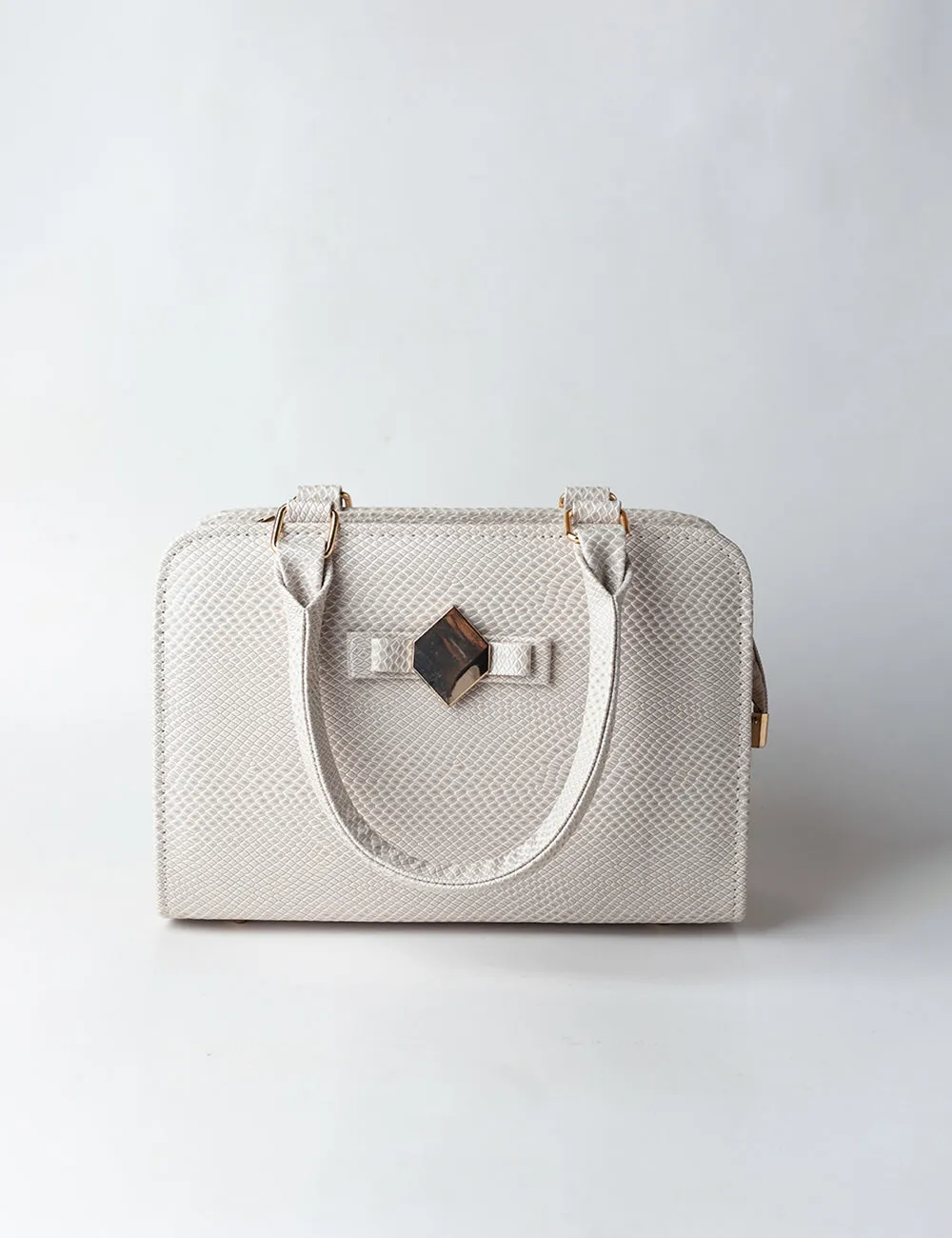 Chic Textured Bag Graceful White