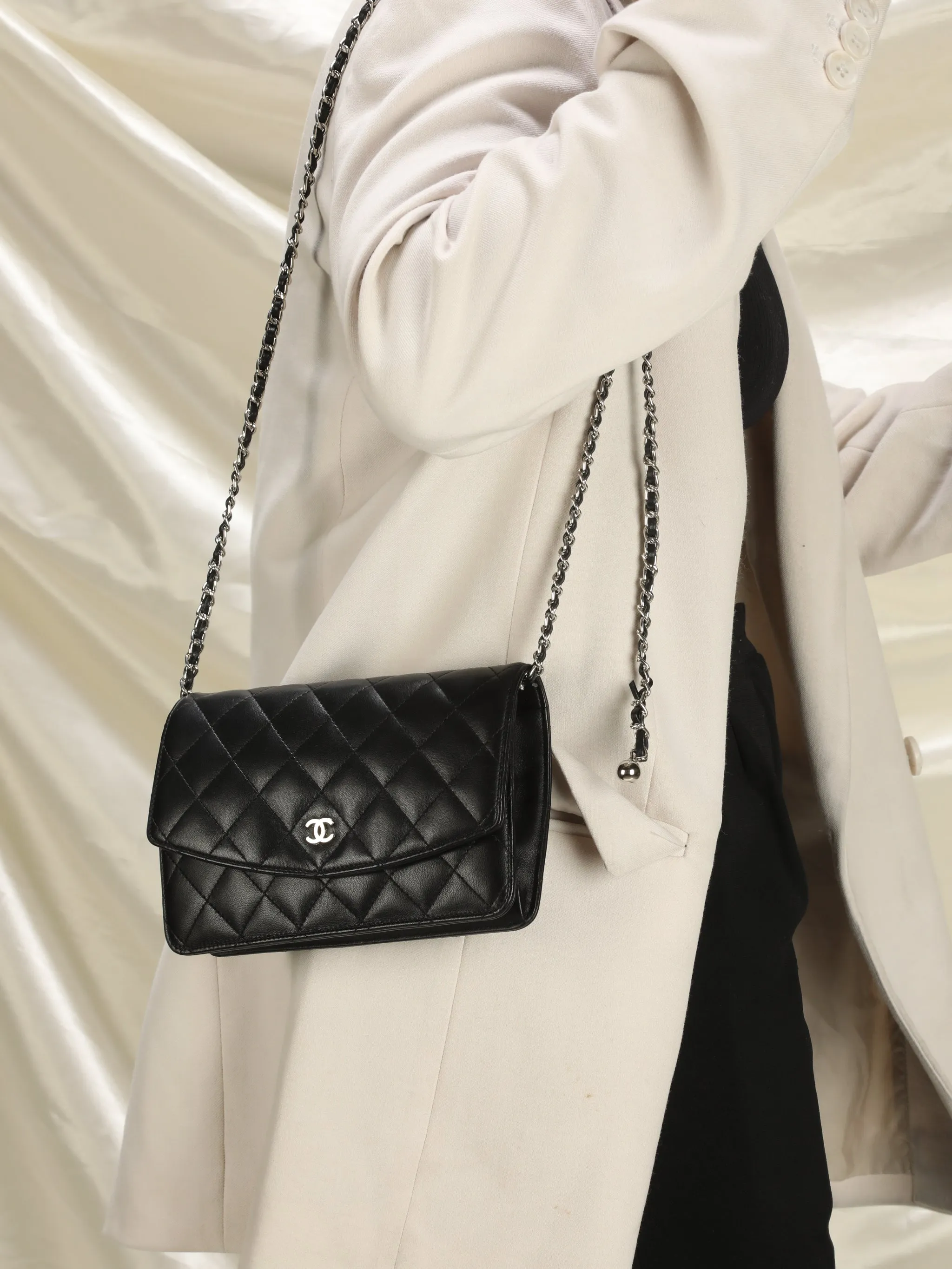 CL Lambskin Quilted Clutch on Chain