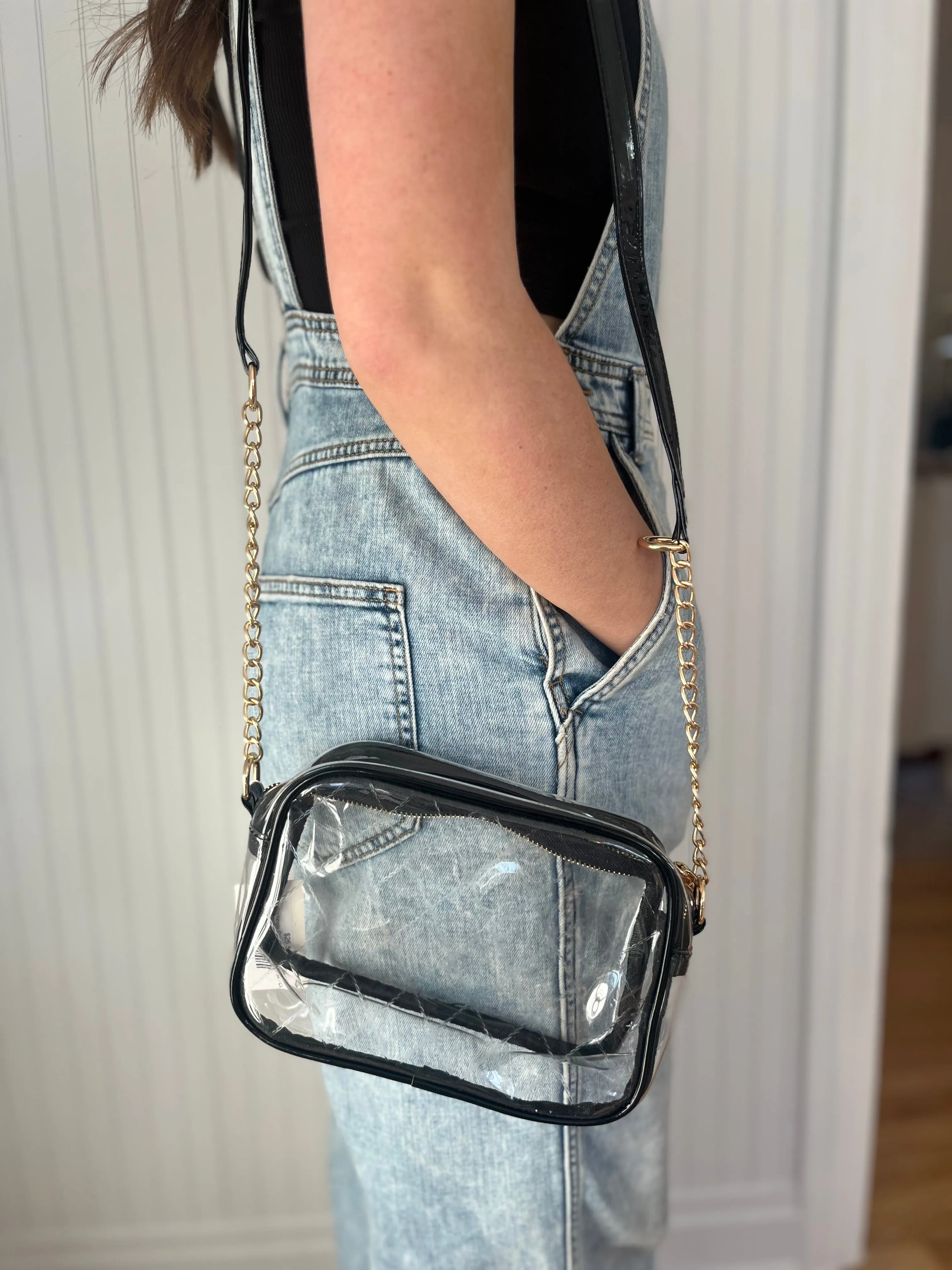 Clear Rectangle Crossbody Bag- Black