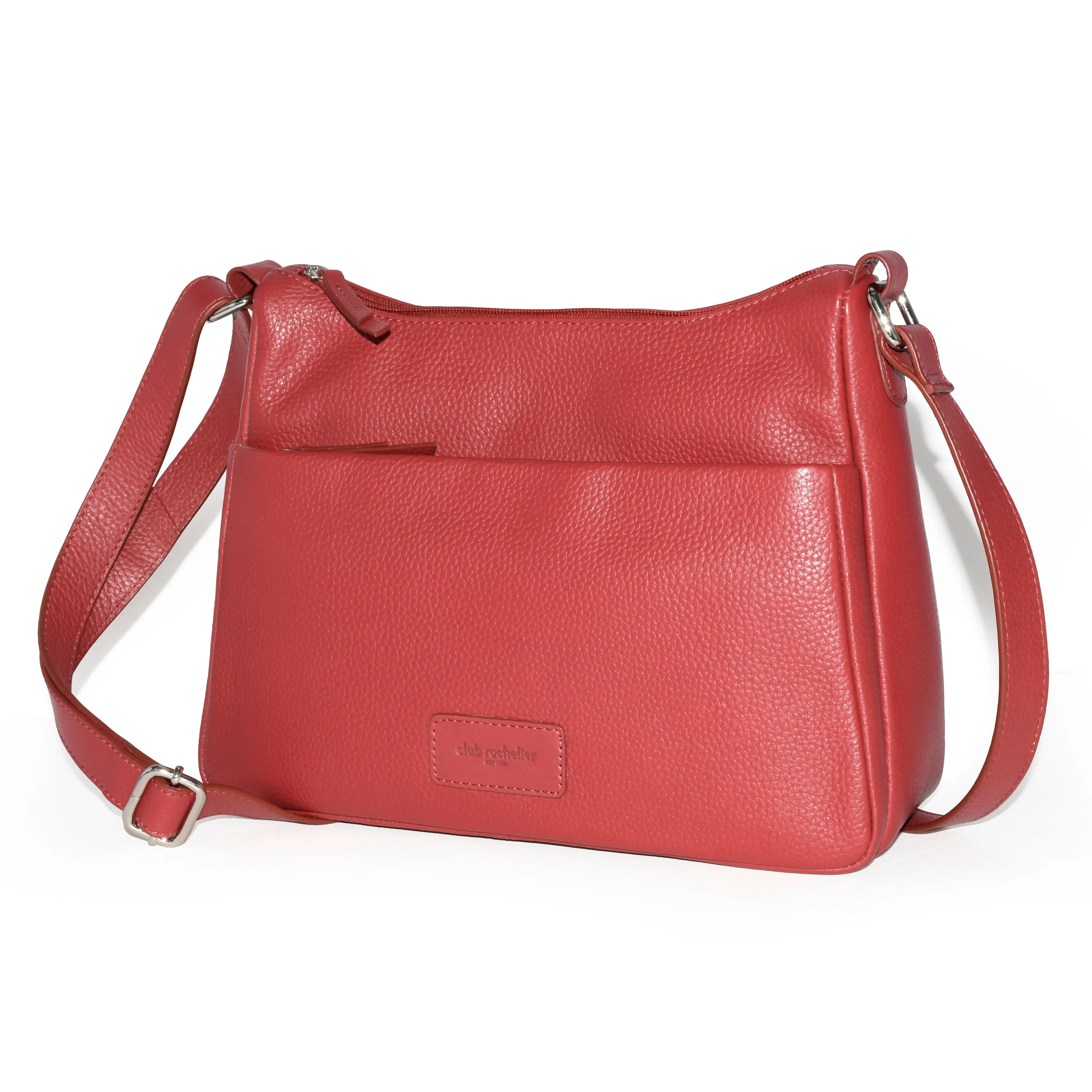 Club Rochelier Ladies Leather Medium Multi Zip Crossbody Bag